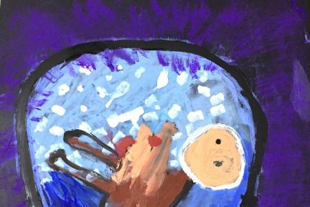 水粉画“胚胎” 母亲节儿童画作品