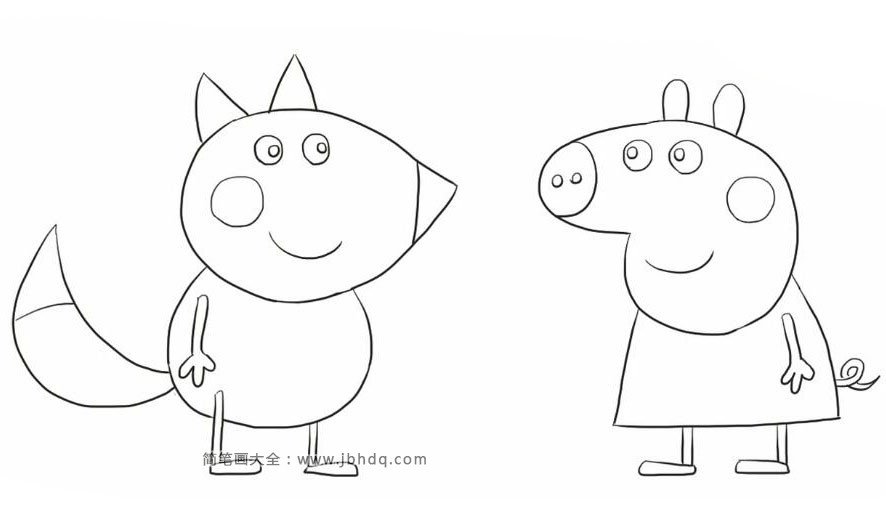 小猪佩奇和弗雷迪简笔画1