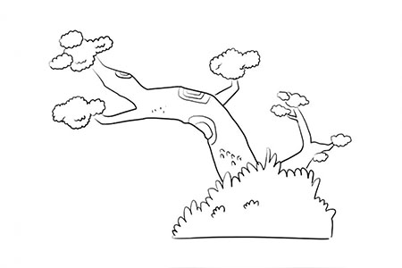 奇形怪状的松树简笔画