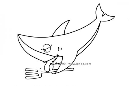 准备用餐的鲨鱼简笔画