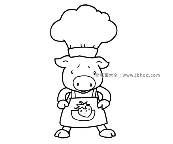 小猪厨师简笔画图片