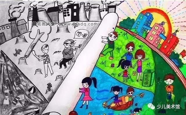 环保主题儿童画《绿色行动》