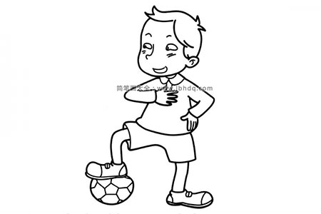 小男孩踢足球简笔画图片