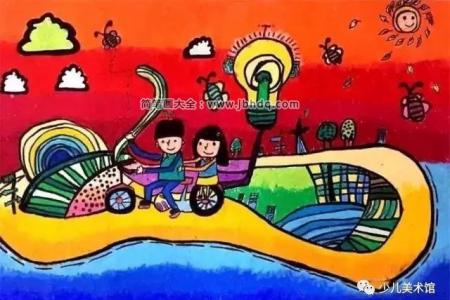 环保主题儿童画《节能自行车》