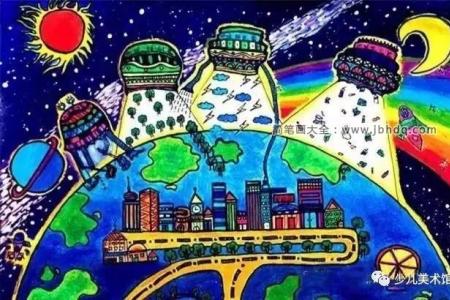 环保主题儿童画《环保地球》