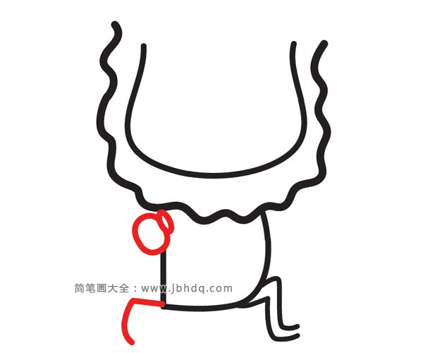 (步骤4)为左手画一个侧面的8字形,画一个横向的“L”的后腿。
