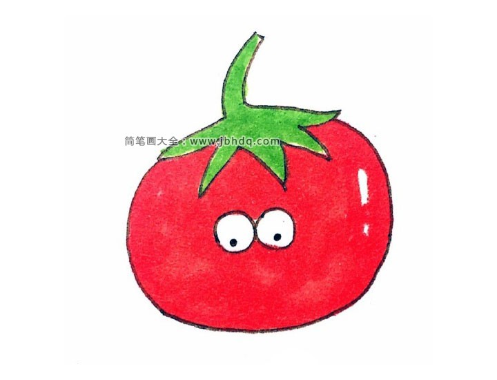 西红柿卡通形象简笔画填色版