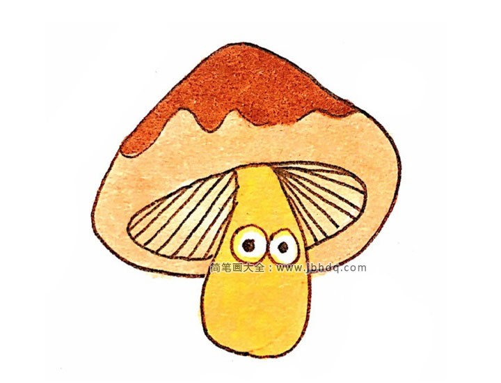 蘑菇卡通形象简笔画填色版