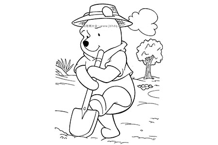 小熊维尼在花园里劳作 