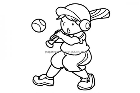 小男孩打棒球简笔画图片