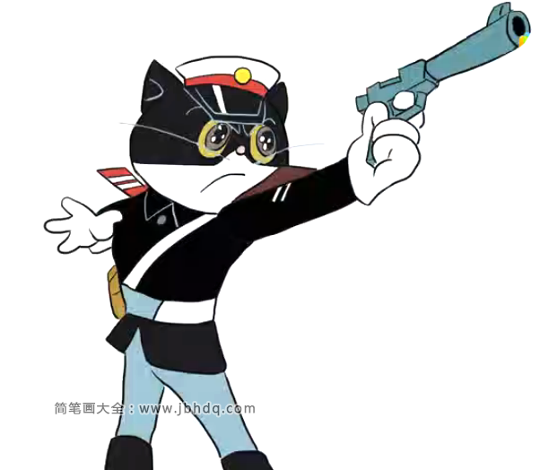 帅气的黑猫警长拿着枪的姿势