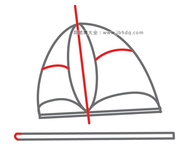 (步骤4)画一条线，2条曲线。矩形的末端是圆弧形的。