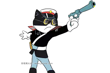 帅气的黑猫警长拿着枪的姿势