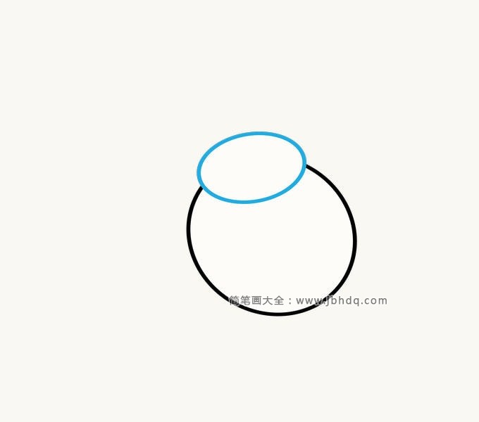 步骤2：在你的圆圈顶端，画一个椭圆形。