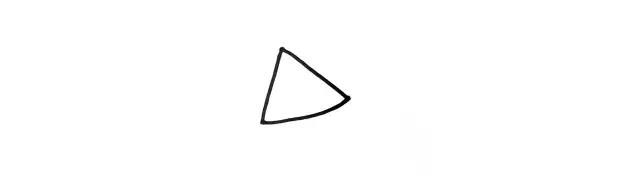 1.我们从人物的头部开始画起，先用一个三角形画出帽子的轮廓。