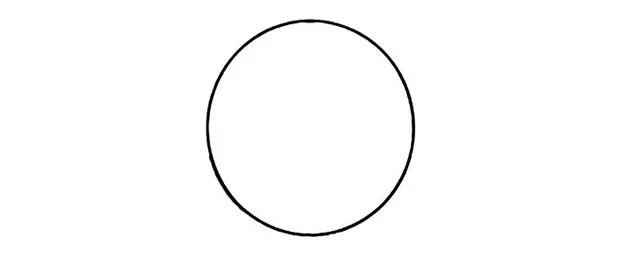 第一步  先画出一个大圆，做小鸭子的脑袋，如果不能很快画出一个完整的圆，可以借助工具~。