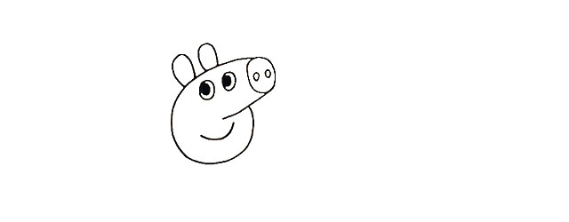 第五步 用两个椭圆画出小猪佩奇的耳朵，非常简单。
