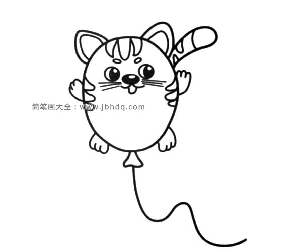 可爱的小猫气球简笔画图片