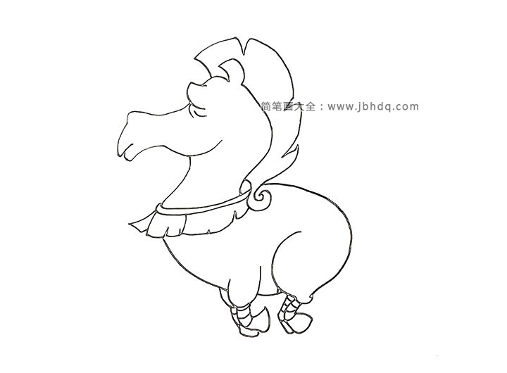 第九步 用相同的方法画出马的后腿和两个后面的马蹄。
