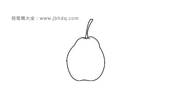 第二步  接着画出连接梨的茎秆，在茎秆和梨的连接出处理一下细节。