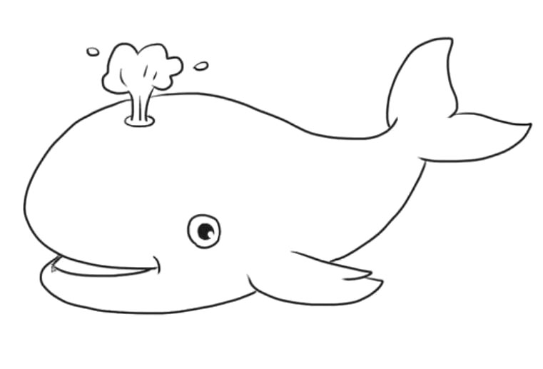 喷水中卡通鲸鱼