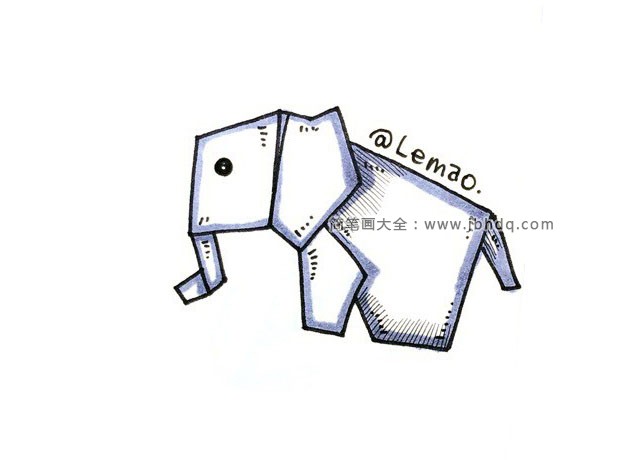 折纸风格手帐简笔画——大象