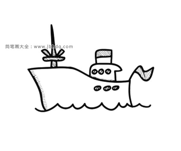 可爱的小轮船简笔画