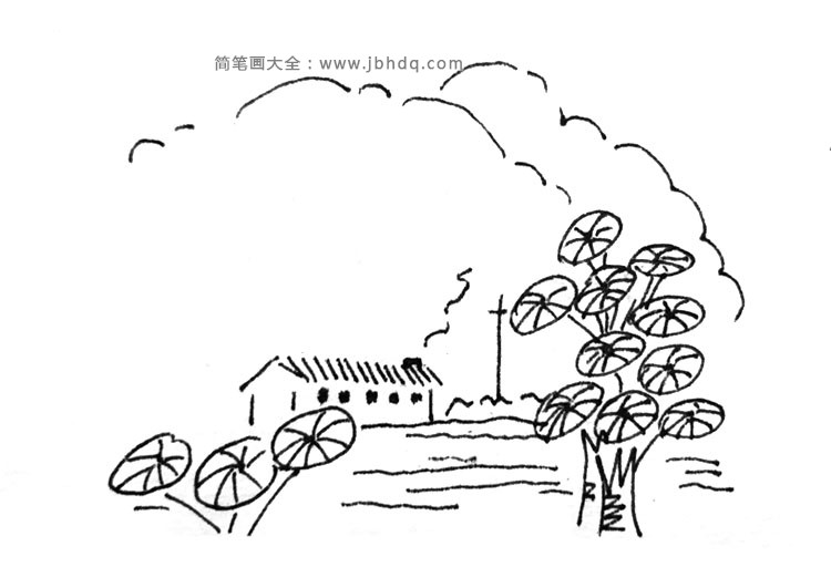六张漂亮的村庄风景简笔画