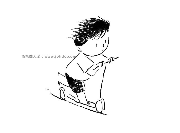 玩滑板车的小男孩简笔画4