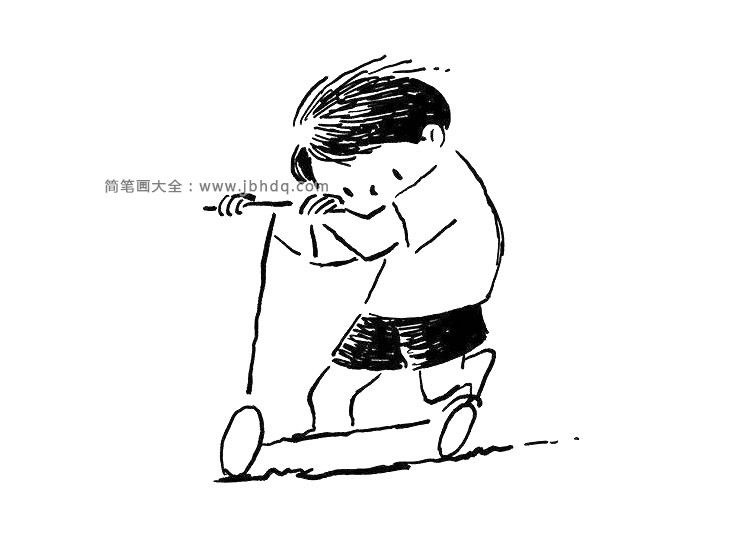 玩滑板车的小男孩简笔画5