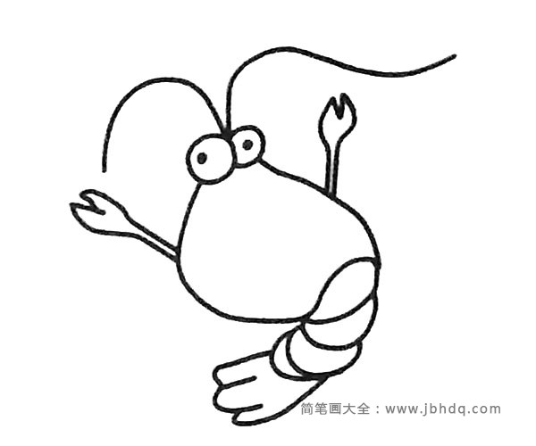一组卡通虾的简笔画图片