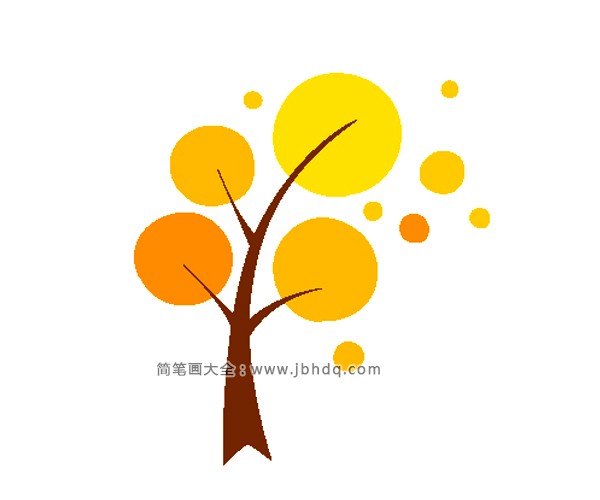 手绘简笔画漂亮的黄色大树