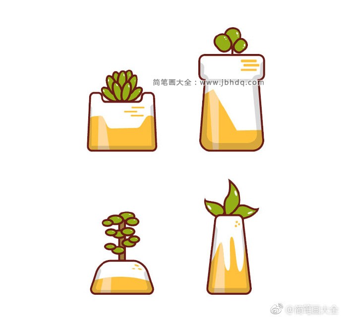 肉嘟嘟的盆栽小植物简笔画2