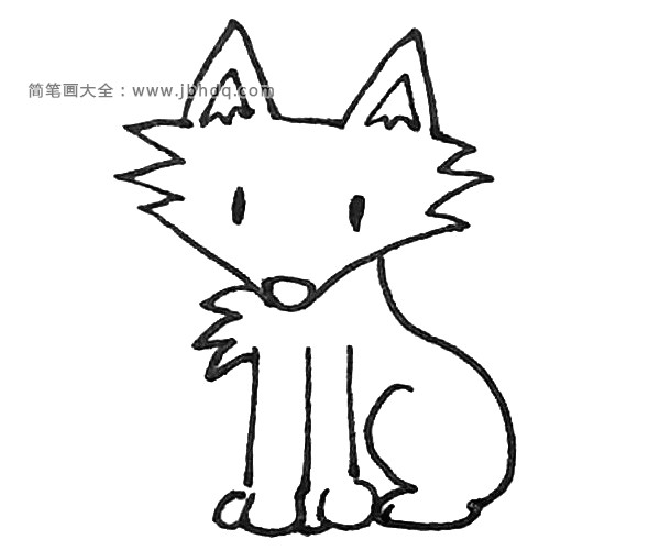 第五步：用弧线画出狐狸的身子，以及画出狐狸的后腿，注意弧线的变化。