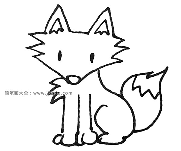 第六步：用曲线画出狐狸的尾巴，里面可以加上一点小装饰。