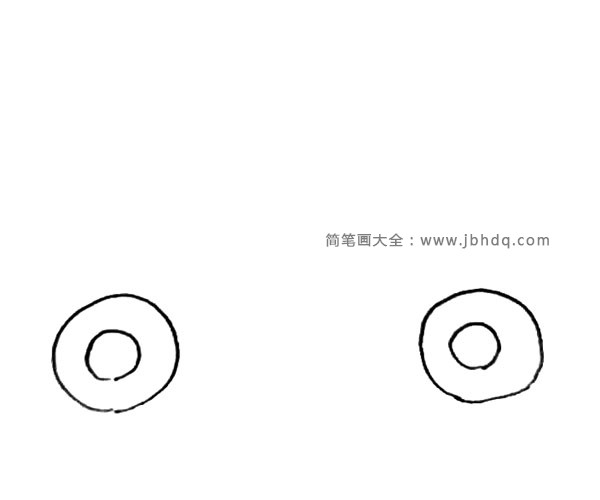第一步：先画上两个圆圆的轮子，注意有两个圈。