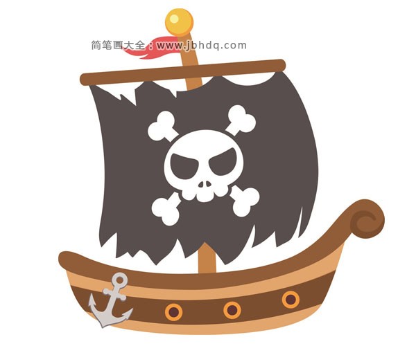 卡通海盗船简笔画
