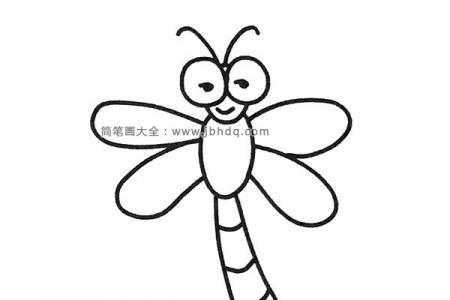 一组可爱的卡通蜻蜓简笔画图片