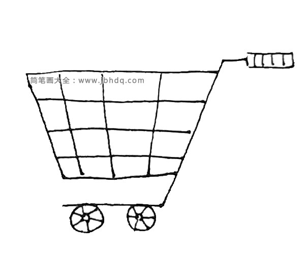 第五步：在购物车框架里面画上横线和竖线作为篮子。