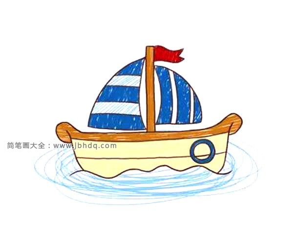 可爱的卡通帆船简笔画图片