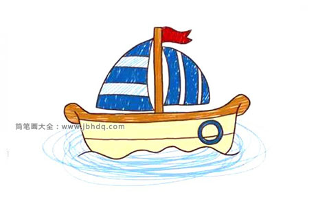 可爱的卡通帆船简笔画图片
