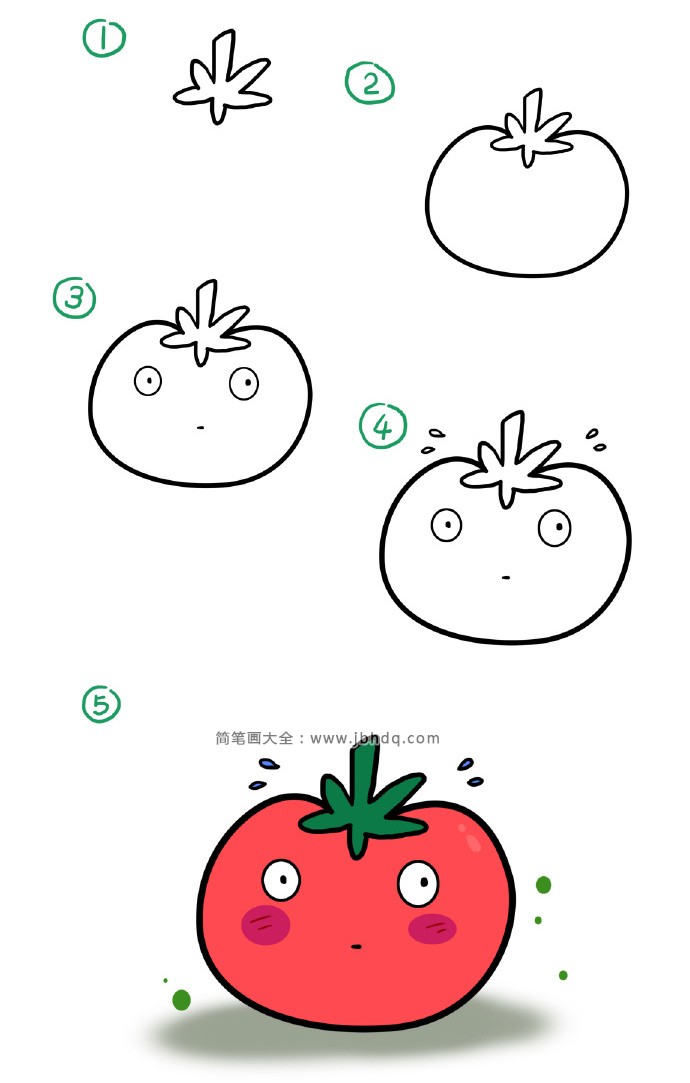吃惊的西红柿简笔画教程