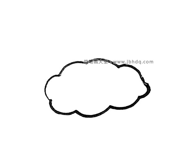 第一步：先用弧线或者波浪线画上一朵云的形状。