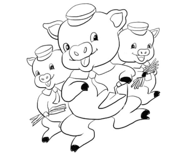 三只小猪儿童亲子简笔画