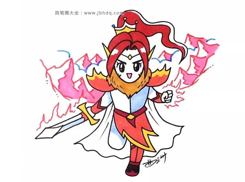 卡通动漫：火焰公主简笔画