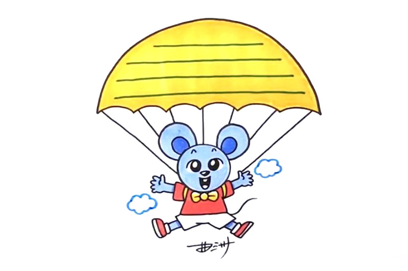 画跳伞的老鼠