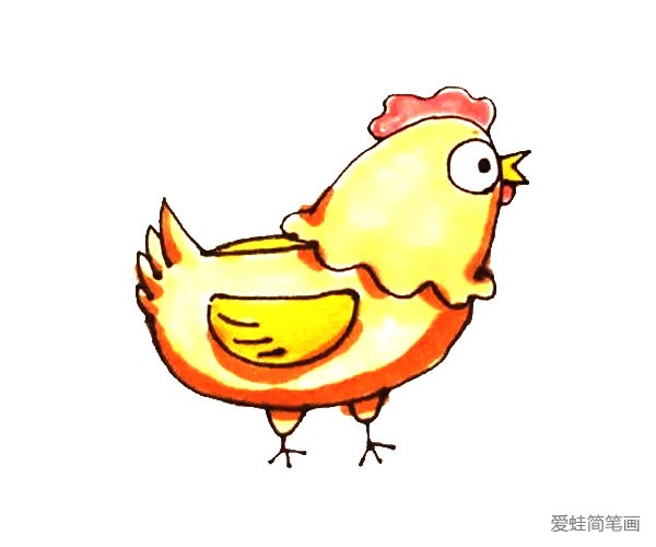 第九步：最后给画好的母鸡涂上漂亮的颜色就好了。