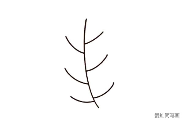 1.画几根交叉的线条作为树茎。