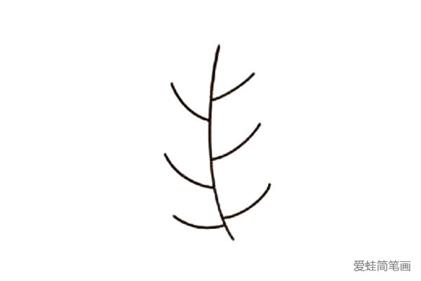 1.先画几条简单的交叉线条，作为树干和树枝。