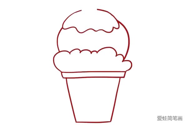 4.上面画上椭圆形的冰淇淋球。